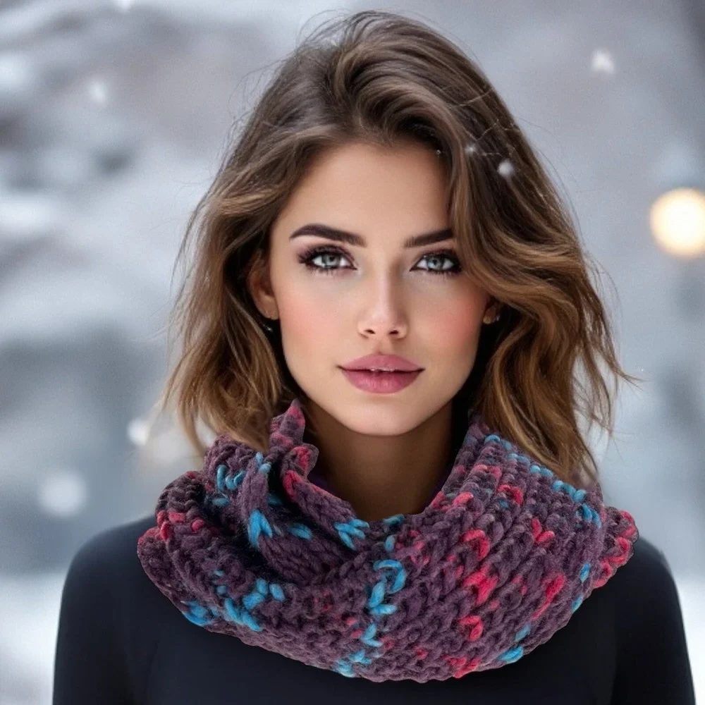 Earthbound Women's Purple Ribbed Crochet Knit Mobius Infinity Scarf 55